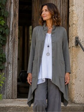 Cut Loose Asymmetrical Cardigan Jacket Large Lagenlook Artsy Minimalist Comfy